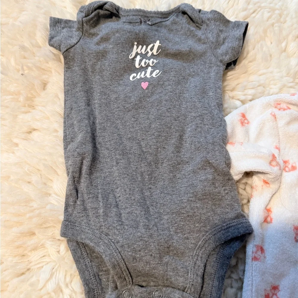 Carter's Gray, Pink, White, and Navy Bodysuit Set